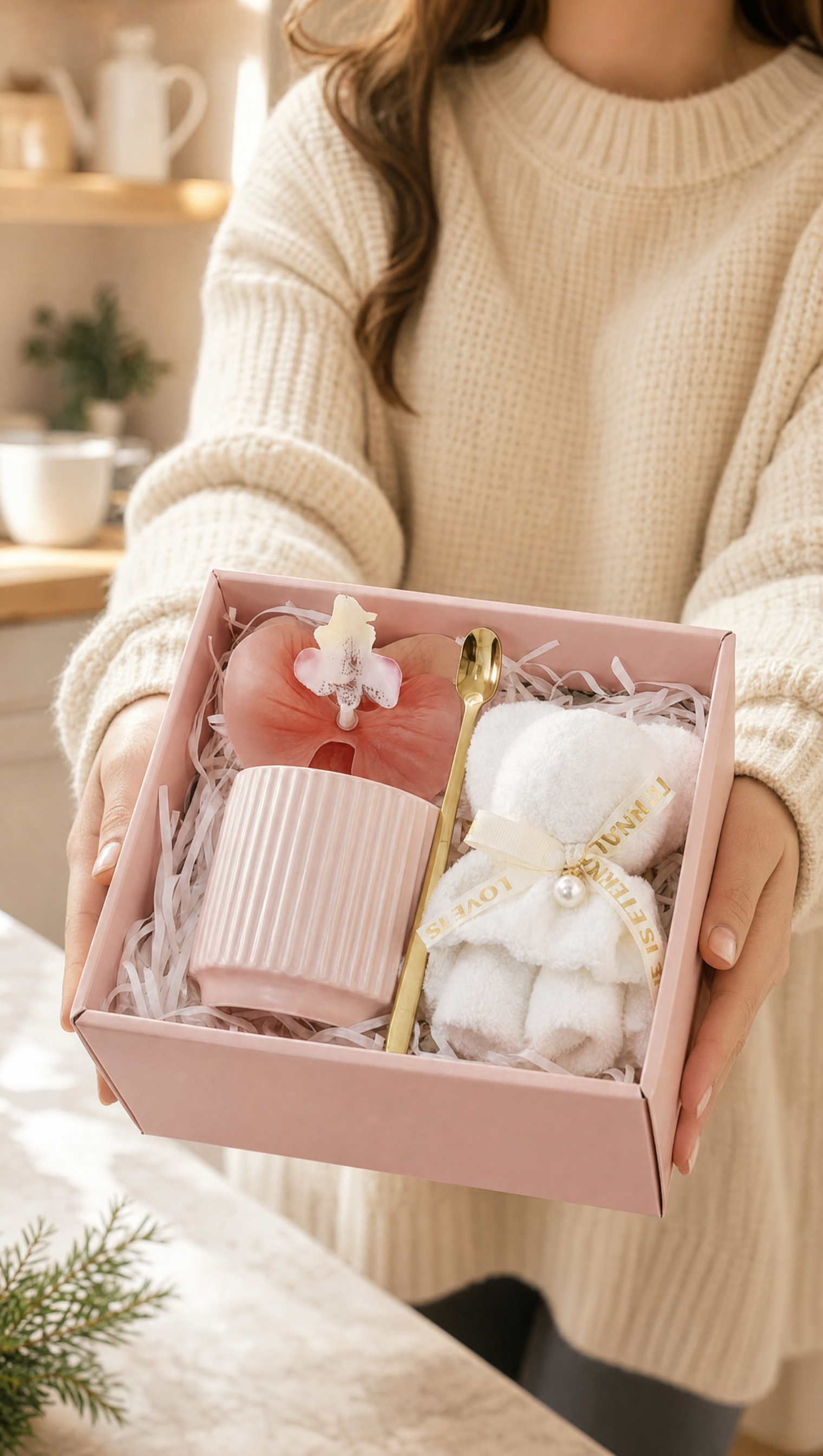 Pink Ceramic Mug & Towel Gift Set